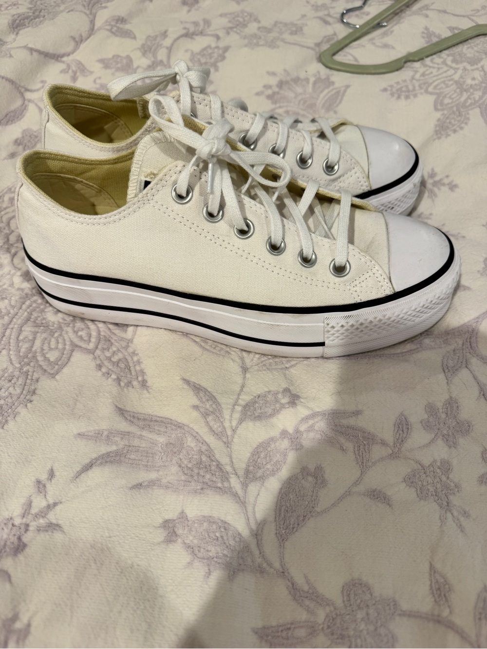 Converse White Low-Top Platform Canvas Sneakers